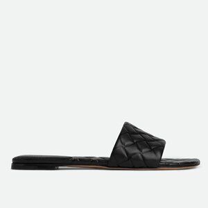 Bottega Veneta Amy Quilted Padded Leather Flat Mule Slide Sandals Shoes